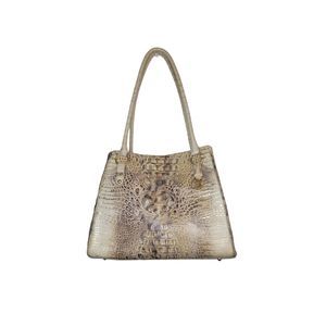 Brahmin Tan Croc-Embossed Shoulder Bag